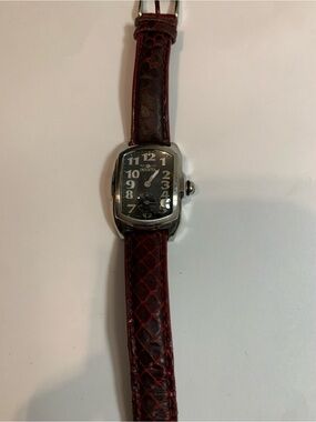 Invicta Baby Lupah Watch Red Leather Strap Silver Tone Untested